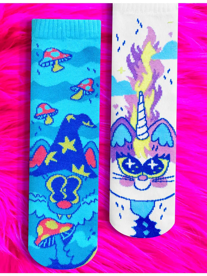 Soft fleece socks-Abra and Catabra | Teen and Adult Socks | Mismatched Cute Crazy Fun Socks