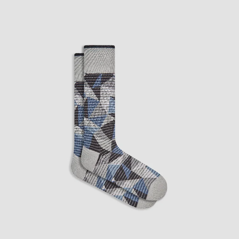 Brown silk socks-Abstract Mid-Calf Socks