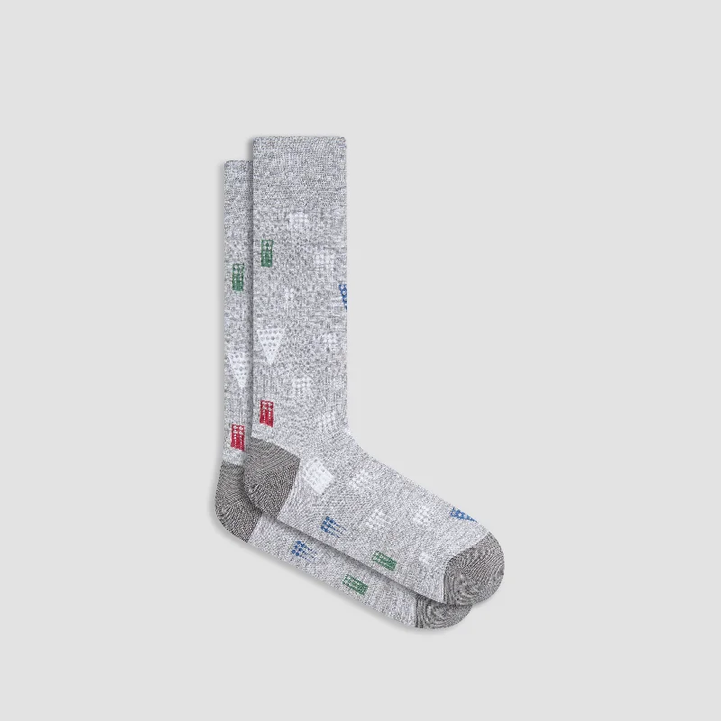 Gray fleece socks-Abstract Mid-Calf Socks