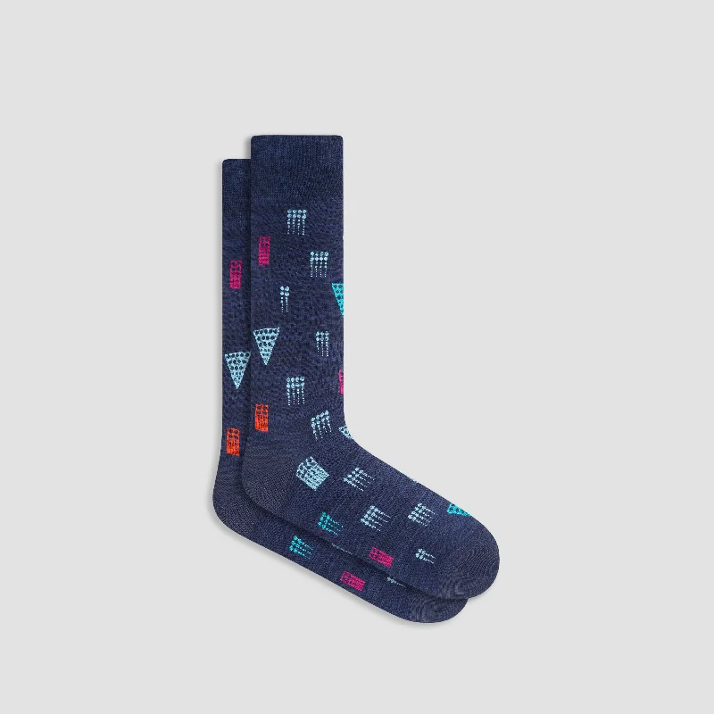 Green cotton socks-Abstract Mid-Calf Socks