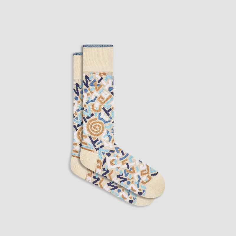 Socks with snowflake prints-Abstract Mid-Calf Socks