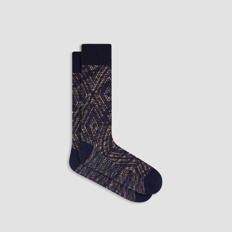 Socks with dot designs-Argyle Mid-Calf Socks