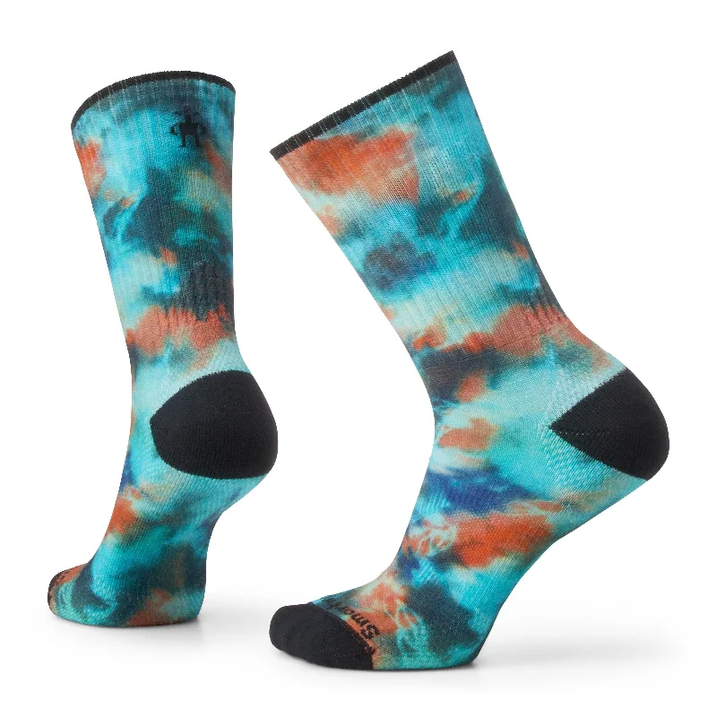 Socks with cushioned soles-Athletic Far Out Tie Dye Print Crew Socks