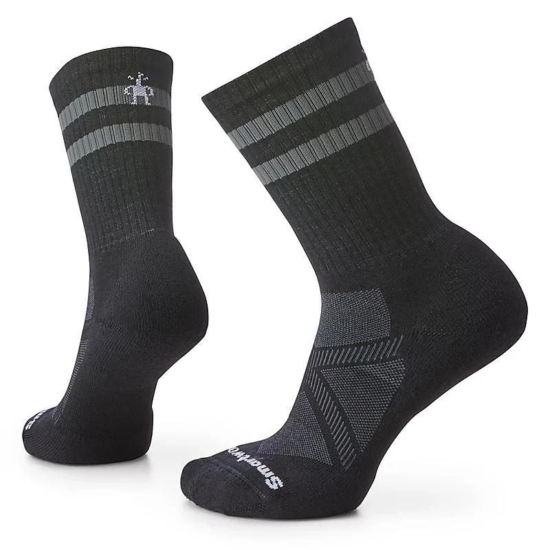 Socks with fleece lining-Athletic Stripe Targeted Cushion Crew Socks