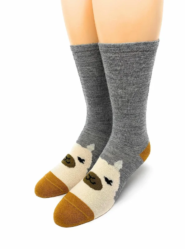 Socks with floral prints-Baby Alpaca, Women's Crew