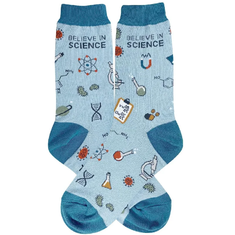 Socks with Christmas trees-Believe In Science | Women's Crew