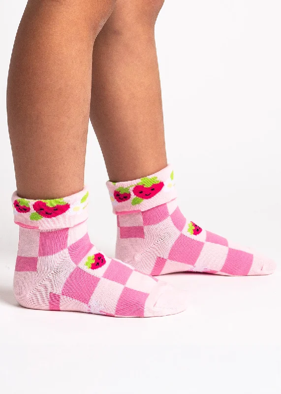 White wool socks-Berry Cute Kids' Cuff Ankle Socks