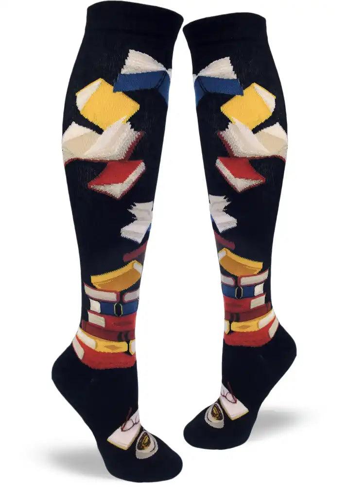 Soft knit socks-Bibliophile | Women's Knee-high