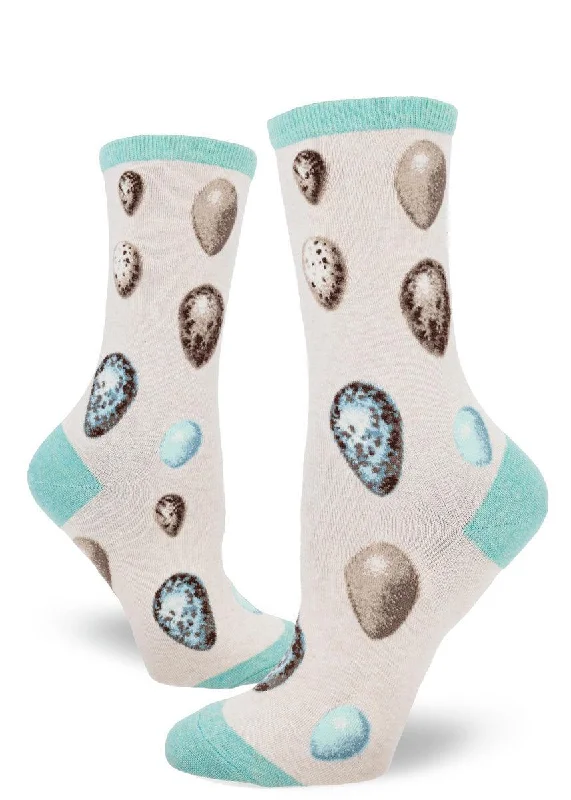 Moisture-wicking cotton socks-Bird Egg | Women's Crew