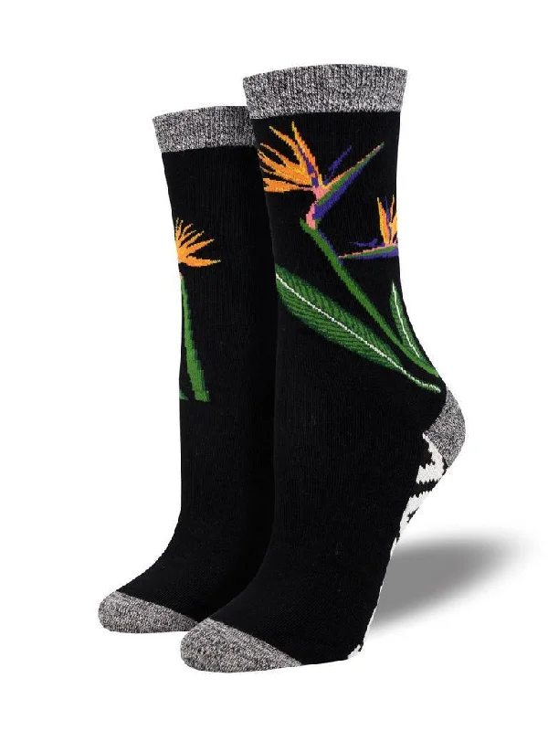 White silk socks-Birds of Paradise | Women's Bamboo Crew