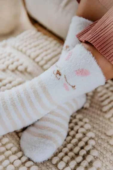 Winter socks with snowflakes-Bunny Spring Feather | Women's Crew