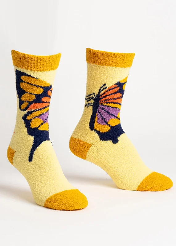 Yellow cotton socks-Butterfly Wings Slipper Socks