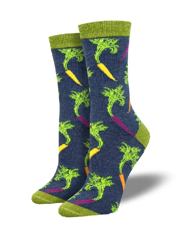 Solid fleece socks-Carrot Rainbow | Women's Bamboo Crew