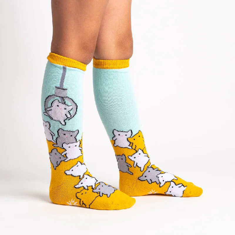 Socks with dot patterns-Cat Claw | Junior Knee-high