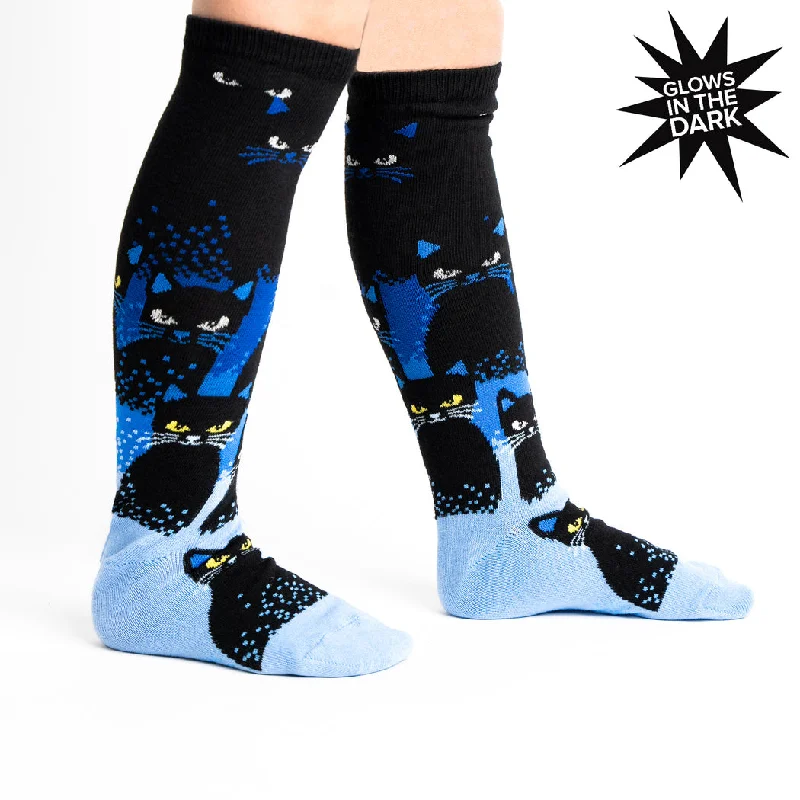 Custom bamboo socks-Cats in the Dark | Glow in the Dark | Youth Knee-high