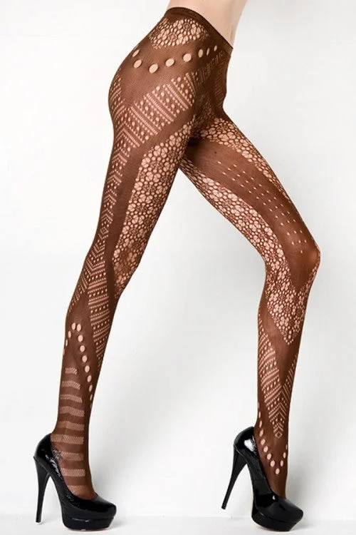 Durable knit socks-Chevron and Floral Cut Out Net Tights