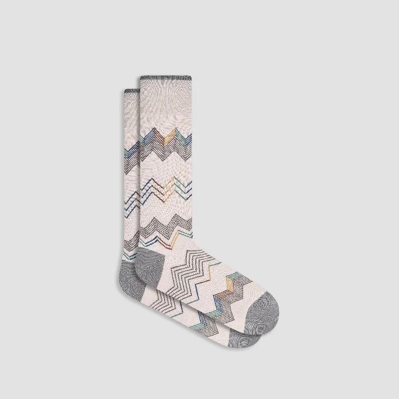 Socks with elastic tops-Chevron Stripe Mid-Calf Socks