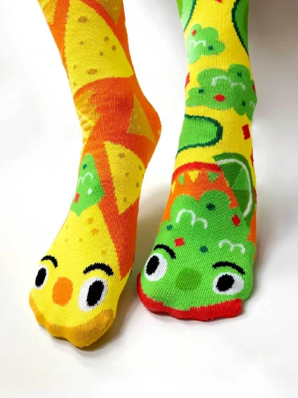 Socks with stripe accents-Chips & Guac | Adult Socks | Mismatched Cute Crazy Fun Socks