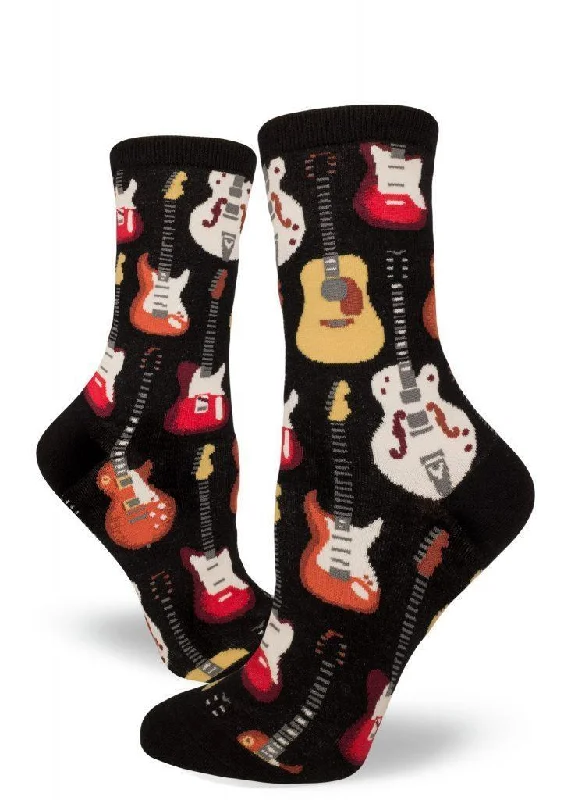 Socks with Christmas trees-Classic Guitar | Women's Crew