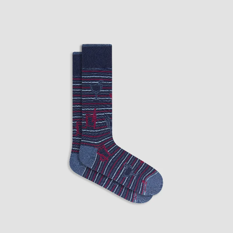 Embroidered fleece socks-Cocktails Mid-Calf Socks