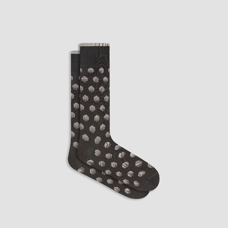 Gray knit socks-Coin Dot Mid-Calf Socks