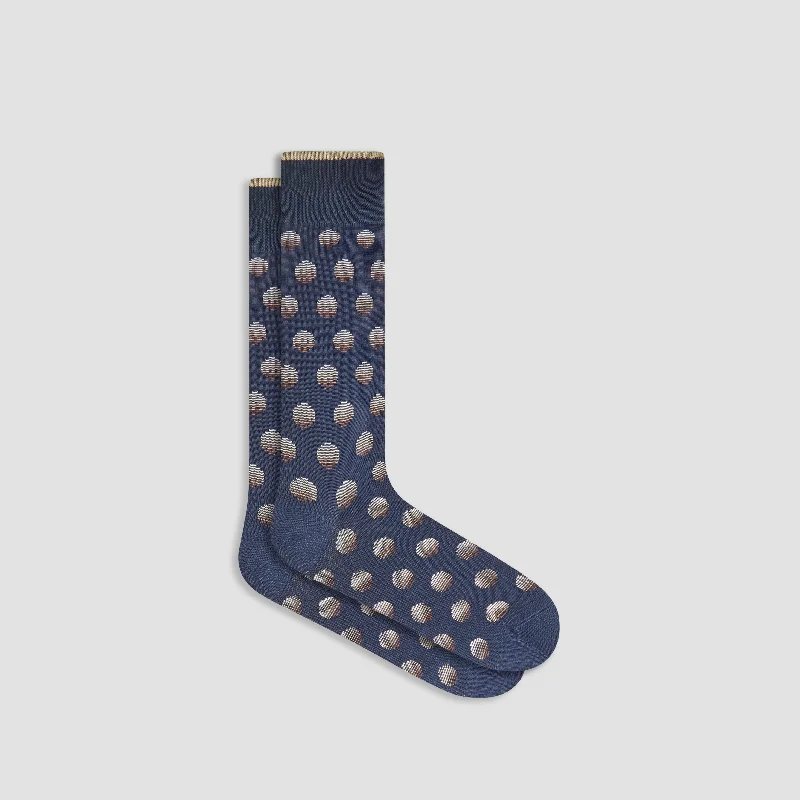 Blue athletic socks-Coin Dot Mid-Calf Socks