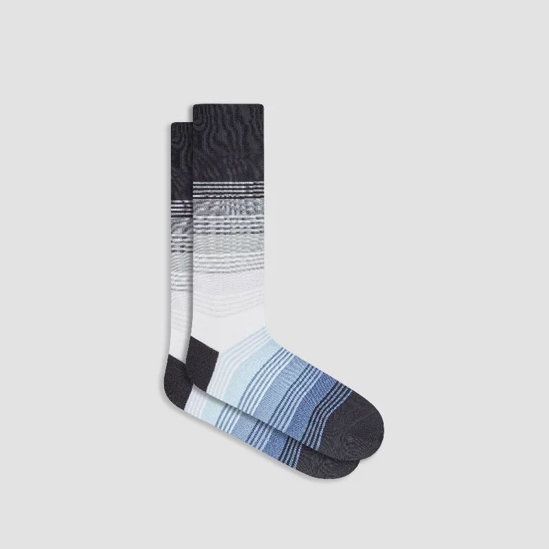 Luxury cotton socks-Color Block Striped Mid-Calf Socks