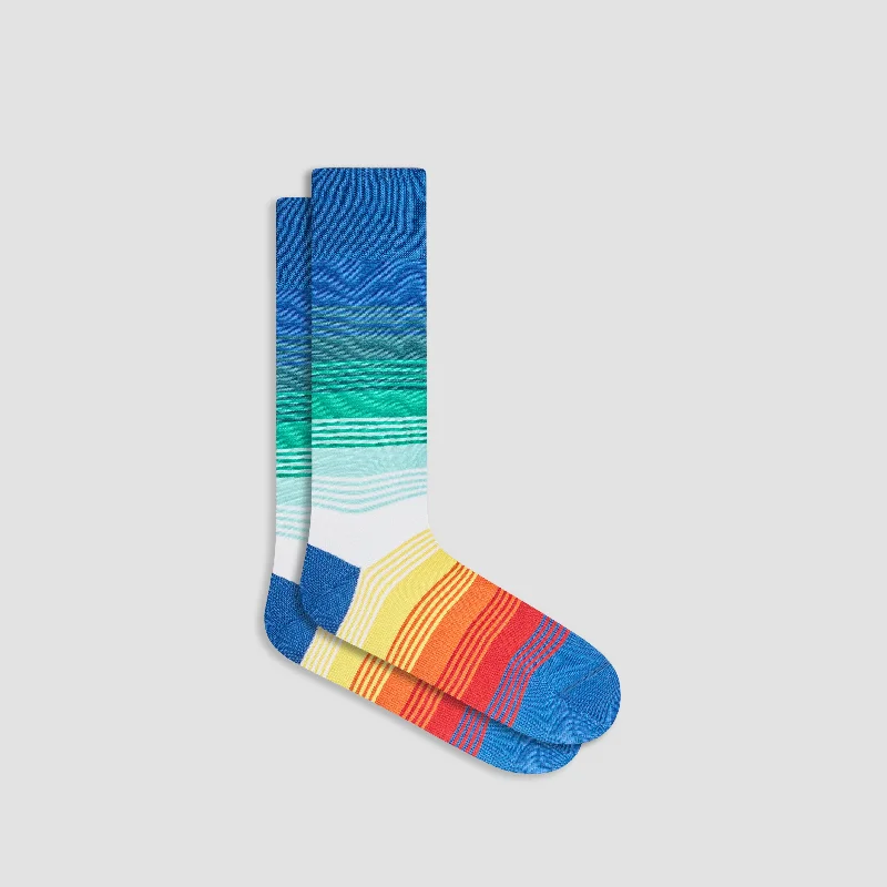 Soft silk socks-Color Block Striped Mid-Calf Socks