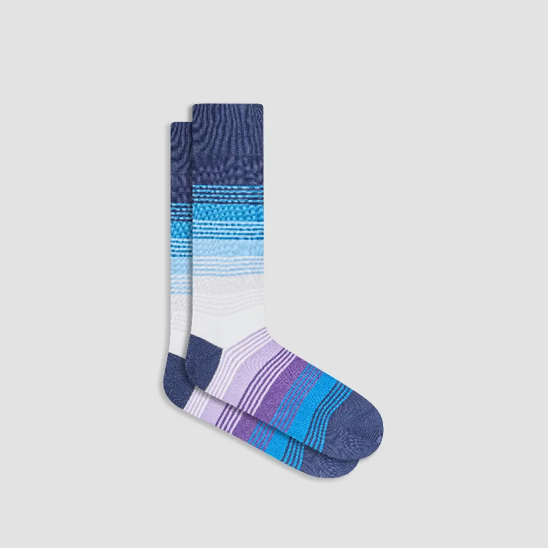 Cotton socks for daily comfort-Color Block Striped Mid-Calf Socks