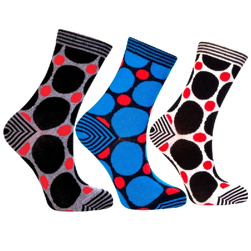 Socks with camo details-Women's Fun Polka Dots Socks - Quarter Ankle Socks - 3 Pack