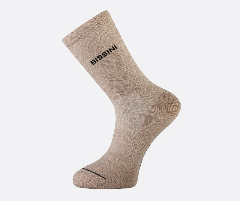 Soft silk socks-Cosi Taupe Cycling Socks - Mid Season