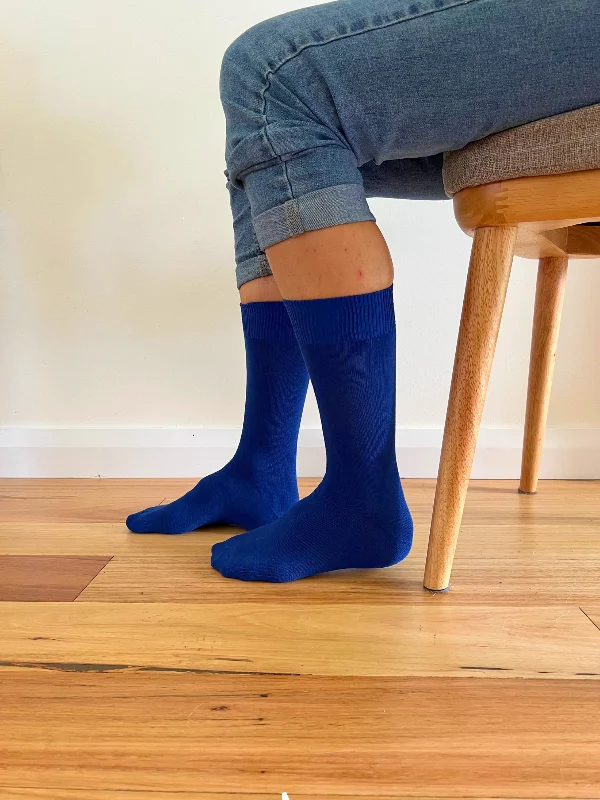 Summer socks with vents-Cotton Crew Sock in Midnight Blue - Aussie Made