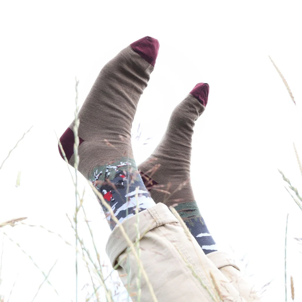 Non-slip socks with traction-Men's Country Horse Merino Wool Socks