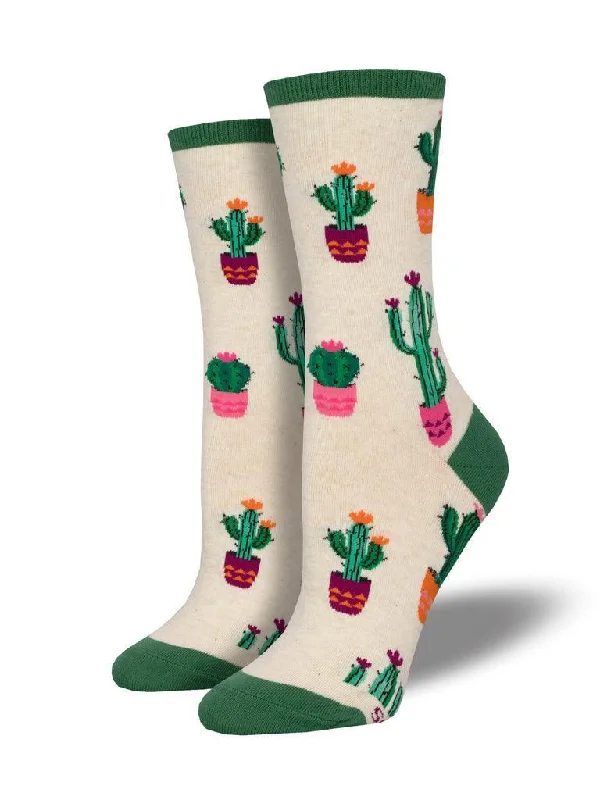 Solid athletic socks-Court of Cactus | Women's Crew