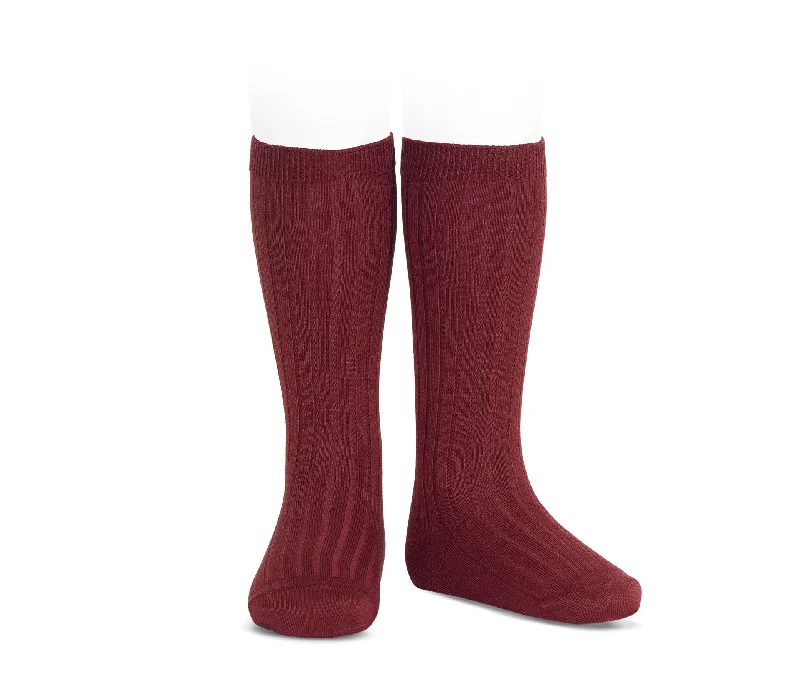 Compression socks with comfort-Ribbed Socks Cranberry