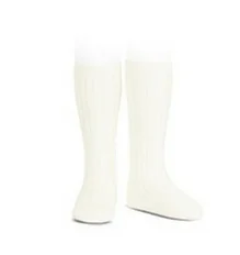 Non-slip socks with grip pads-Crème Ribbed Socks