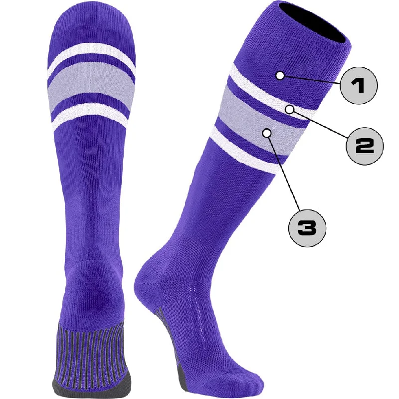 Socks with plain finish-Custom Dugout Striped Baseball Socks - Pattern E