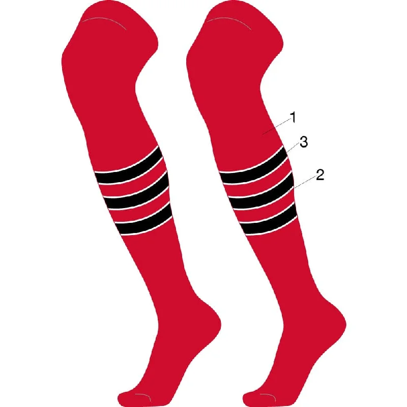 Blue silk socks-Custom Striped Over the Knee Baseball Socks - Dugout Pattern D