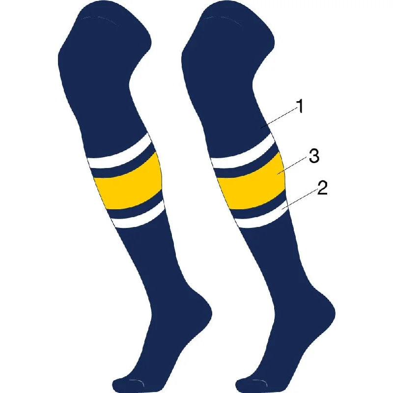 Solid silk socks-Custom Striped Over the Knee Baseball Socks - Dugout Pattern E