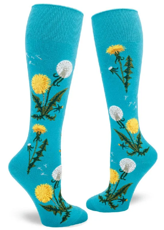 Socks with wool padding-Dandelion | Roll Top | Women's Knee-high