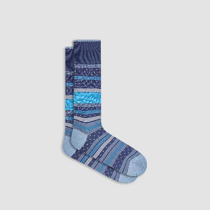 Plaid fleece socks-Dotted Stripes Mid-Calf Socks