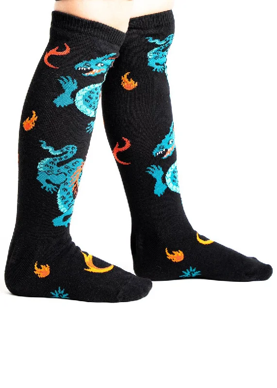 Socks with silk blend-Fire Dragon Kids' Knee Socks