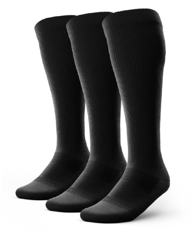 Plaid knit socks-Flagship Knee High Compression Socks Black 3-Pack