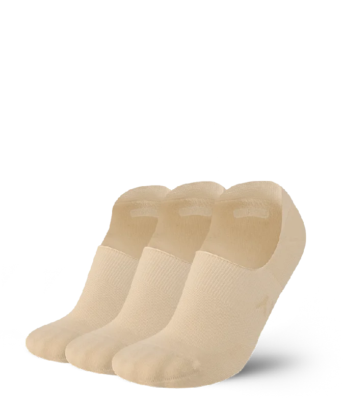 Yellow cotton socks-Flagship No Show Socks Beige 3-Pack