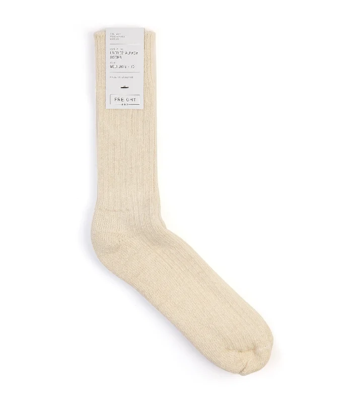 Socks with plaid patterns-Freight Alpaca Cushion Sole Socks: Cream