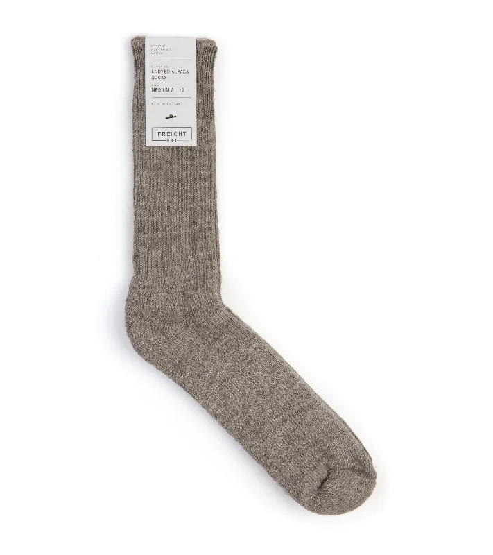 Vintage bamboo socks-Freight Alpaca Cushion Sole Socks: Pale Grey