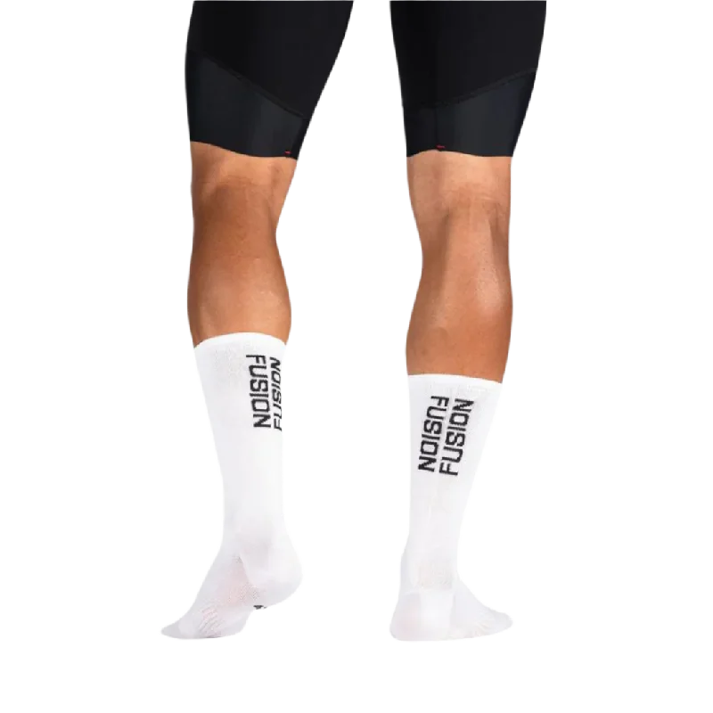 Knee-high socks for stylish layers-Fusion - Cycling Sock - White