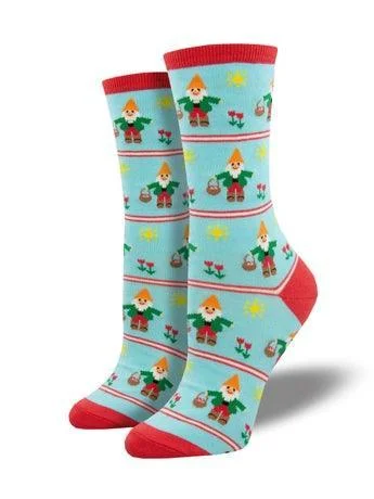 Solid bamboo socks-Garden Gnomes | Women's Crew