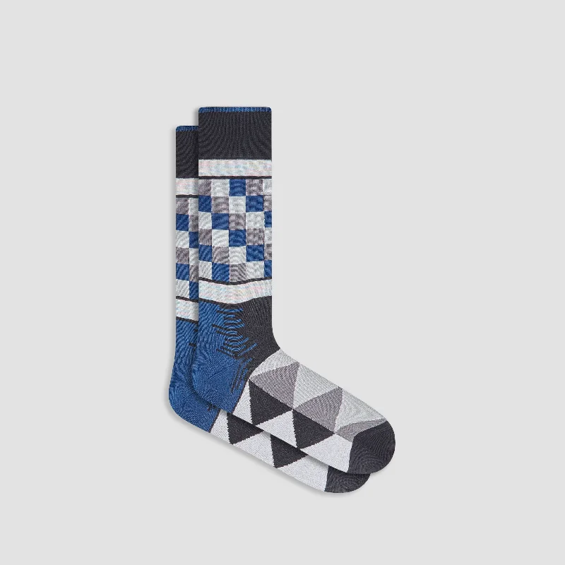 Socks with camo details-Geometric Mid-Calf Socks