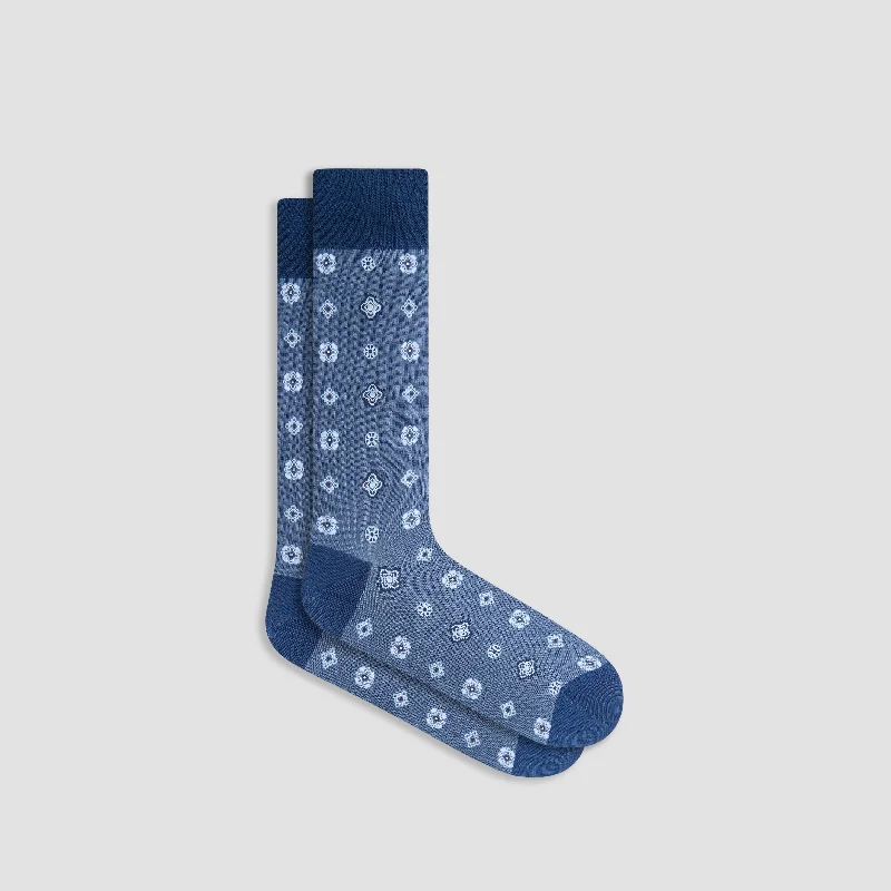 Brown fleece socks-Geometric Mid-Calf Socks